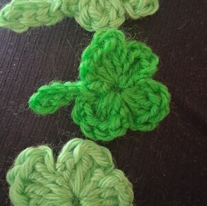 Handmade Crochet Shamrock Appliqués in Bright Green